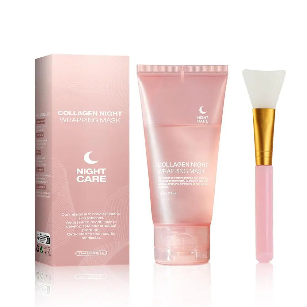 Collagen Overnight Wrapping Peel-Off Facial Mask 75ml Korean Night Mask For Deep Hydration Skin Care Repair