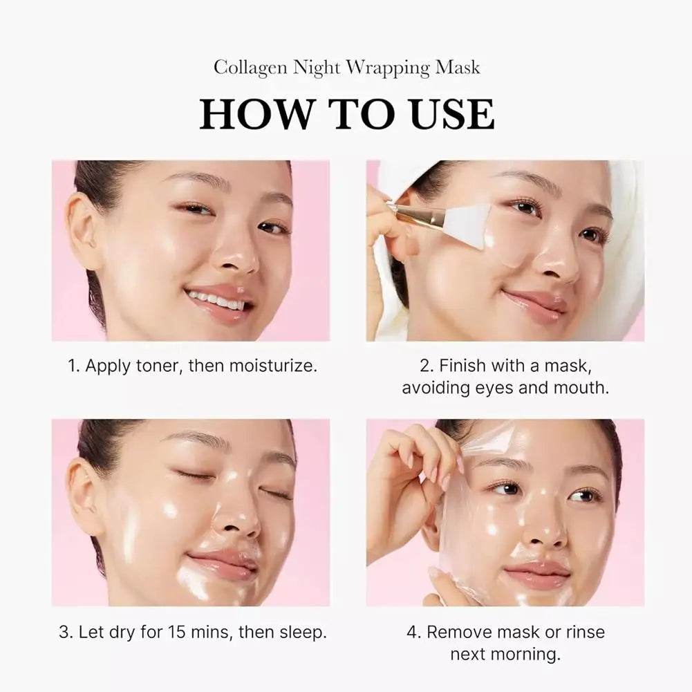 Collagen Overnight Wrapping Peel-Off Facial Mask 75ml Korean Night Mask For Deep Hydration Skin Care Repair