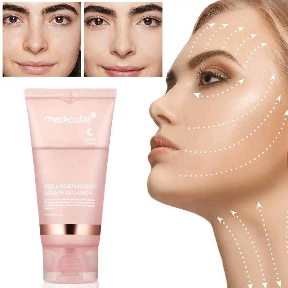 Collagen Overnight Wrapping Peel-Off Facial Mask 75ml Korean Night Mask For Deep Hydration Skin Care Repair